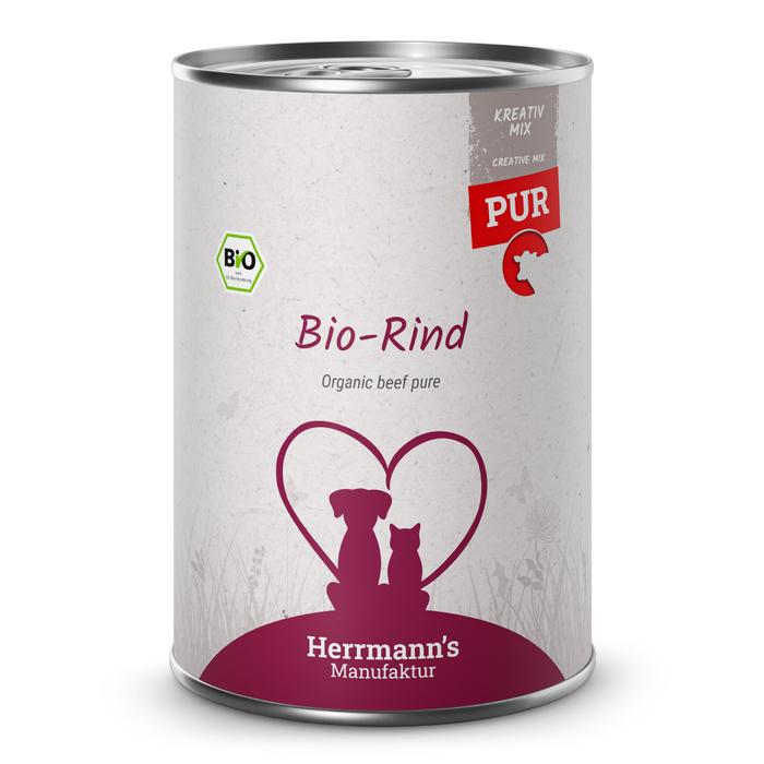 G Hussian Rind Herrmann's Bio Rind Reinfleisch Kreativ-Mix Ergänzung, Nassfutter 400 g